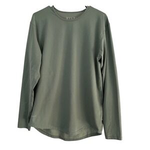 BYLT Premium Basics Drop Cut Long Sleeve Lux Shirt Sage Green Size L